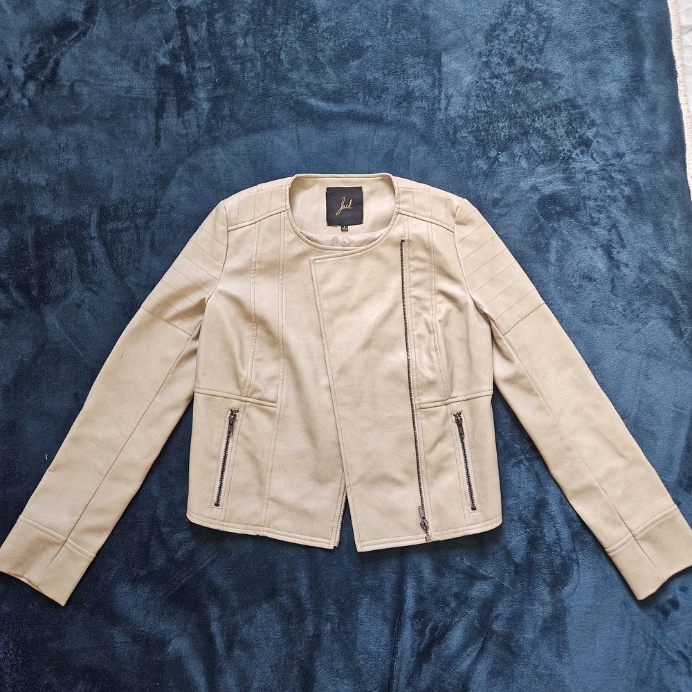 Jack Vintage Light Tan Faux Leather Jacket Sz S